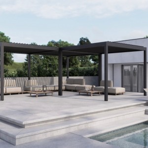 10x10 Pergola uit huis met dak - aluminium frame