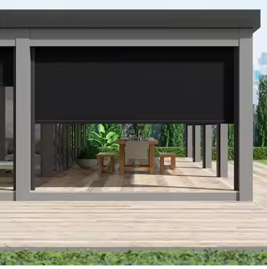 Blackout Outdoor Roller Shades met zijkanalen