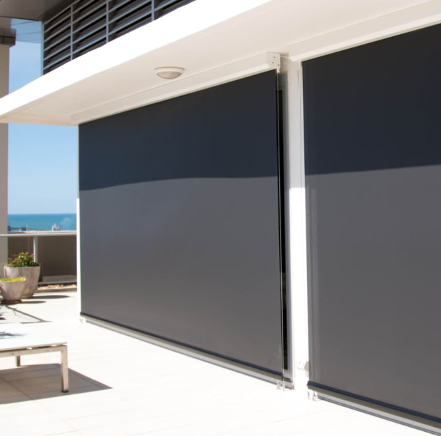 10 'x 8' exterieur rolschaduw met roestvrijstalen draadgidsen