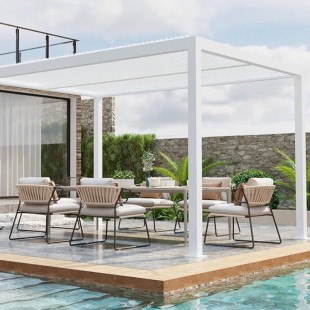 8' x 18' witte moderne pergola met dak